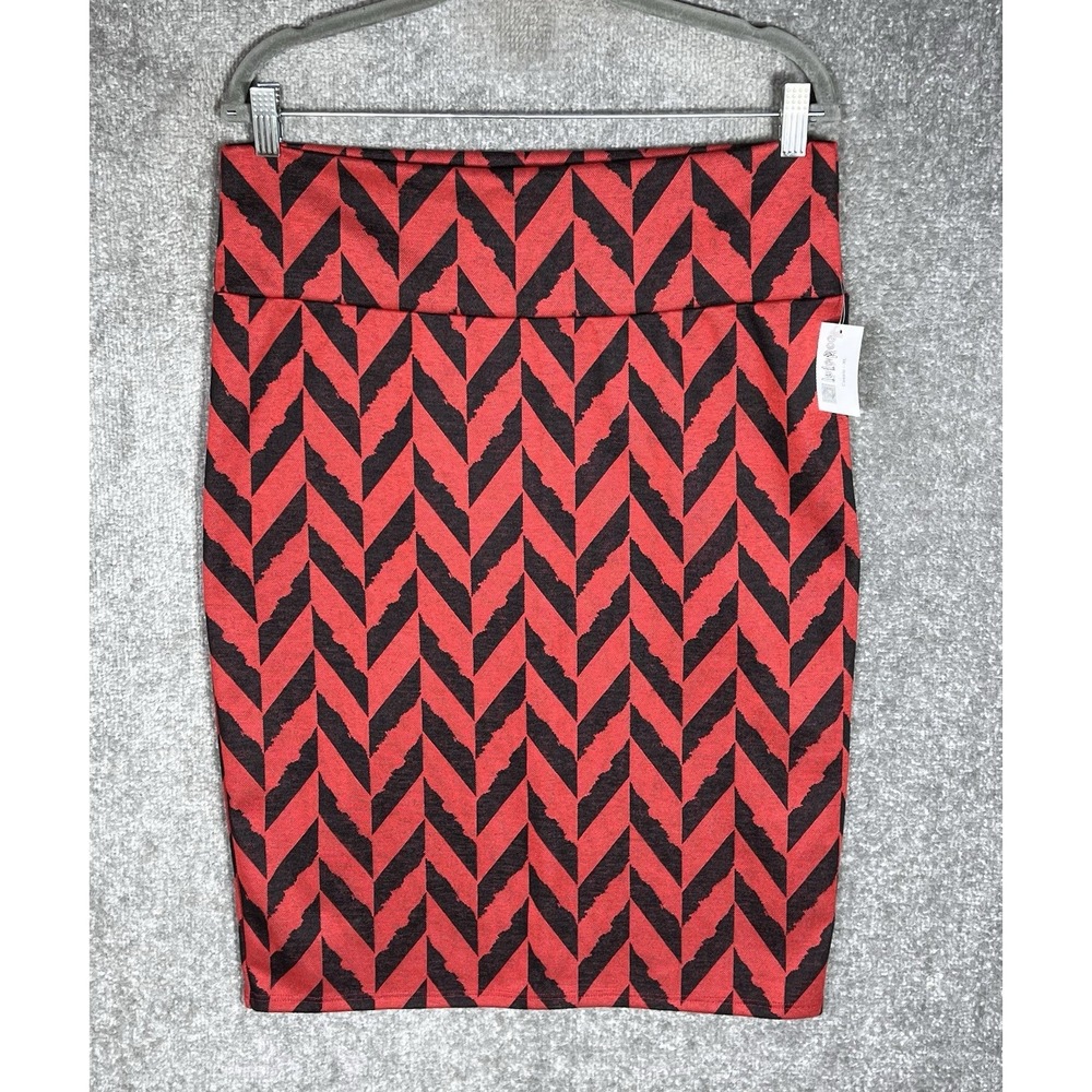 Lularoe Cassie Straight Pencil Skirt Womens Sz XL Red Black Pull On Stretch New‎